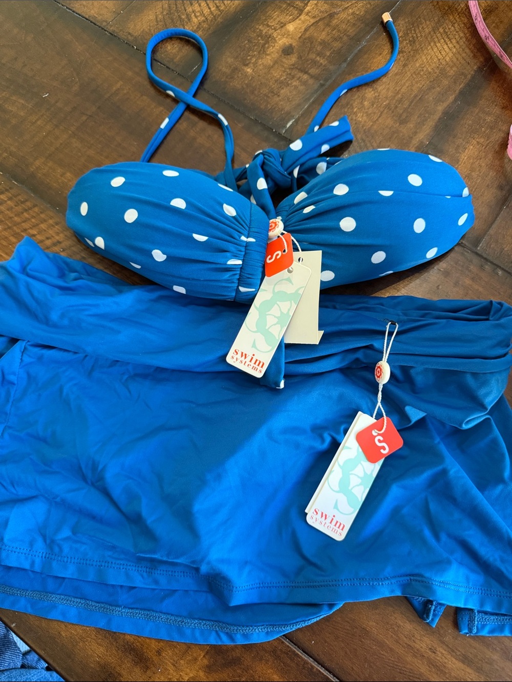Swim Systems Blue Polka Dot Women bikini  Adjustable Straps
